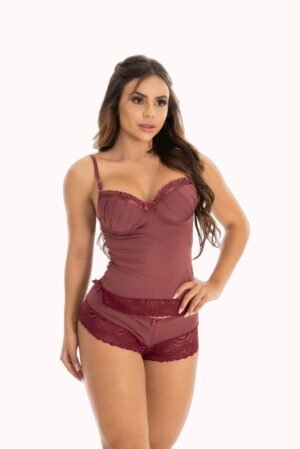 Corpete sensual em microfibra e renda – Doce Malícia