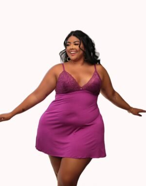 Camisola Básica Plus Size com Renda – Doce Malícia
