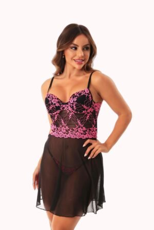 Camisola de Bojo com Tule Bordado Bicolor – Doce Malícia
