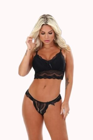 Conjunto em renda brilhosa – Doce Malícia