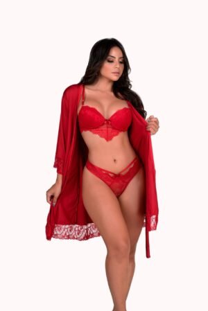 Conjunto sexy com Robe Feminino – Doce Malícia