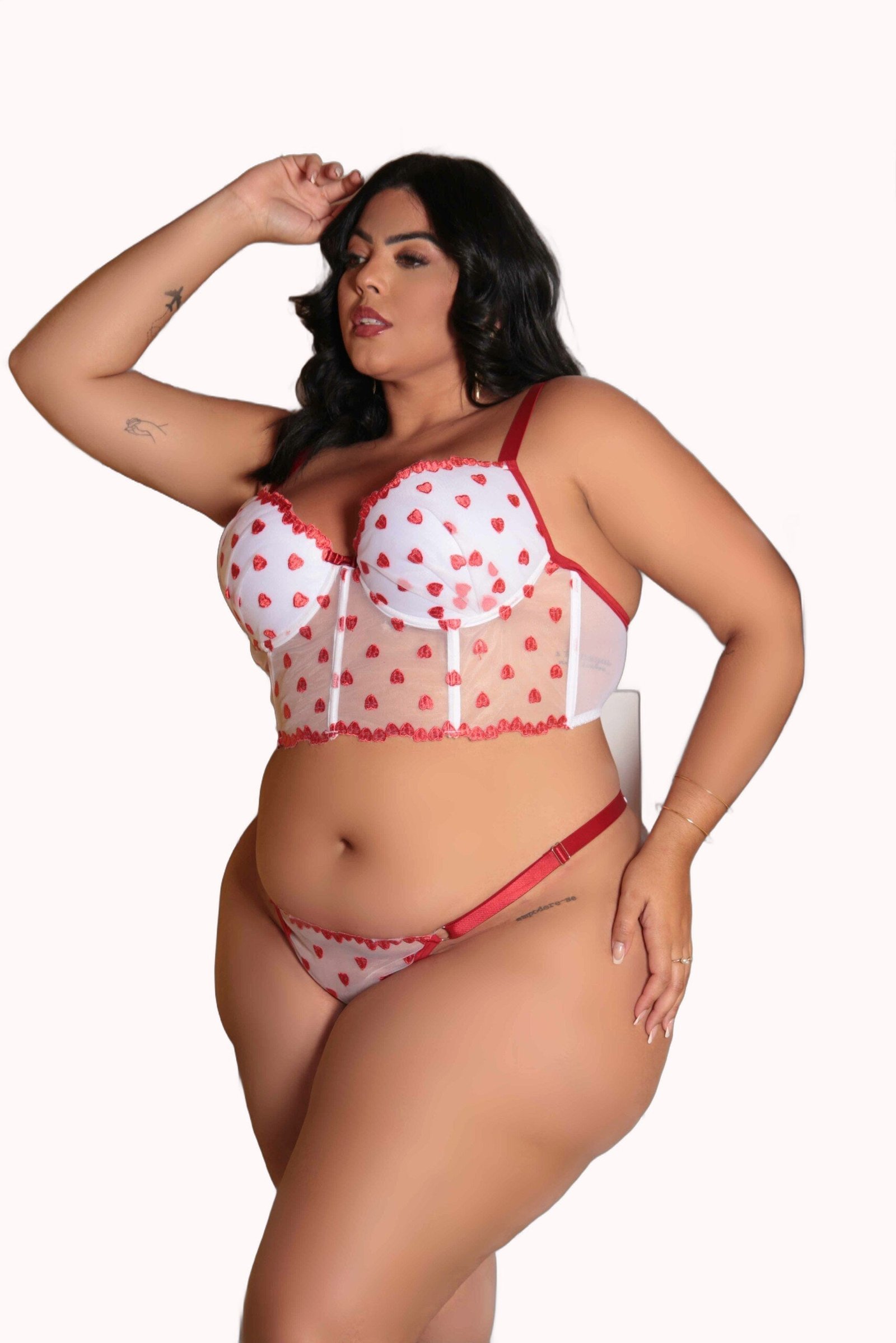 Conjunto Sexy Plus Size em Tule Desenhado – Doce Malícia - Imagem 4