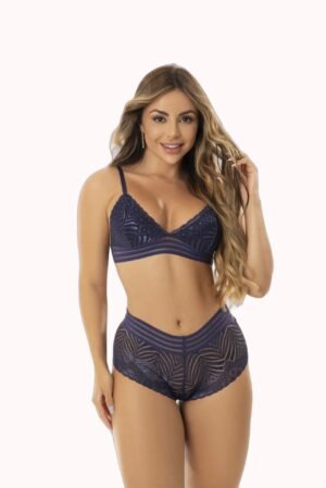 Conjunto de lingerie com elástico trabalhado – Doce Malícia