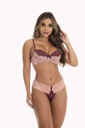 Conjunto em renda bicolor – Doce Malícia