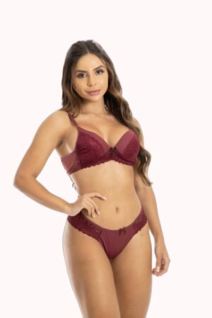 Conjunto em renda com bojo – Doce Malícia