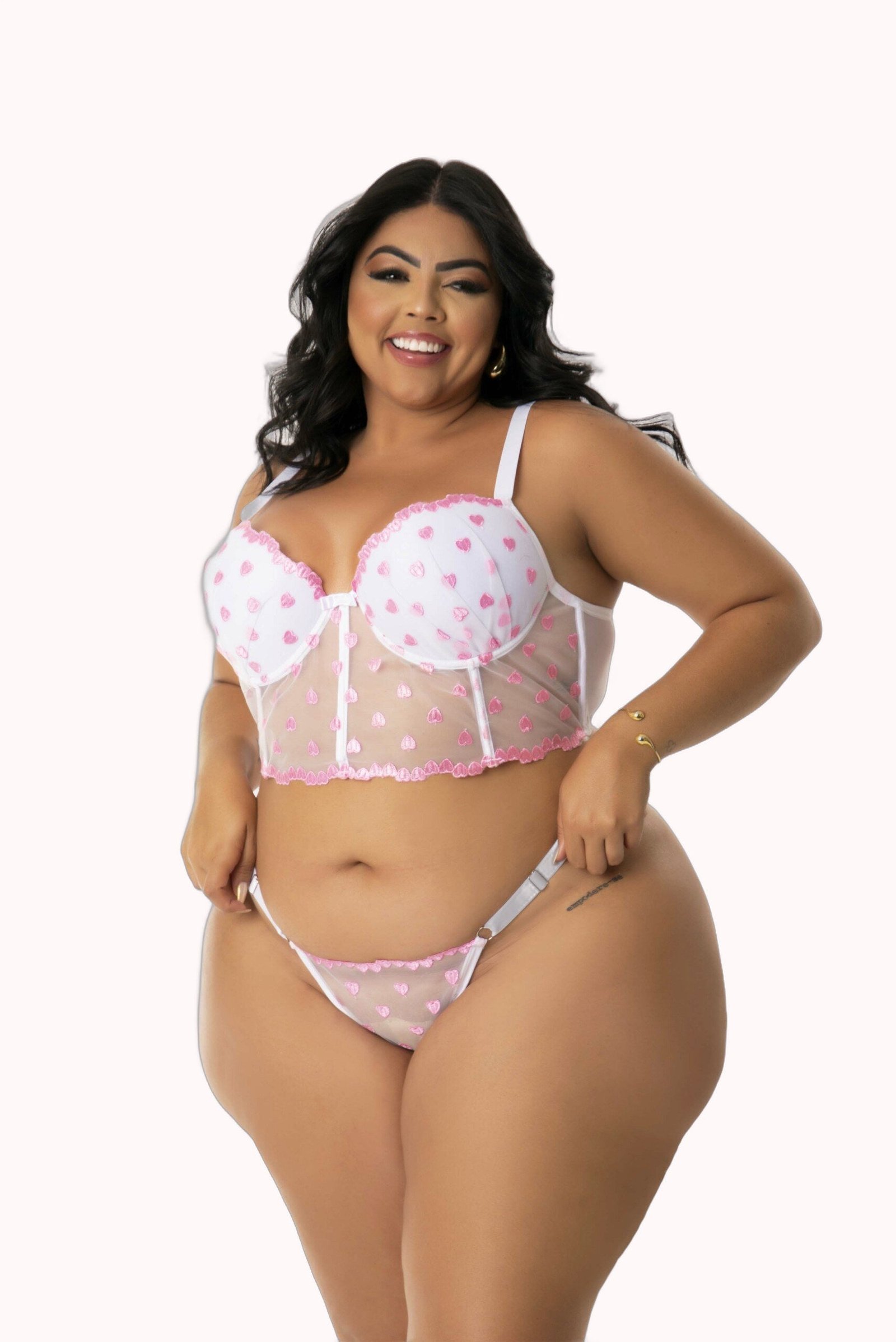 Conjunto Sexy Plus Size em Tule Desenhado – Doce Malícia