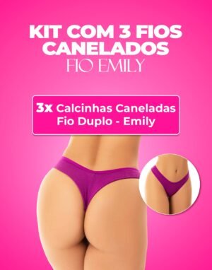 Kit 3 Calcinhas Canelada Fio Duplo – Doce Malícia