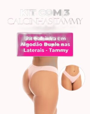 Kit 3 Calcinhas em algodão duplo nas laterais – Doce Malícia