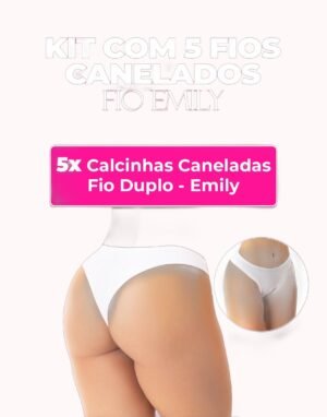 Kit 5 Calcinhas Canelada Fio Duplo – Doce Malícia