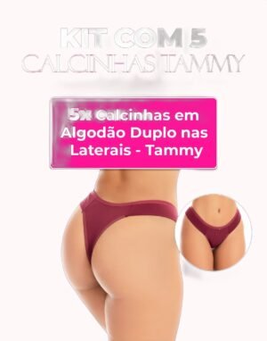 Kit 5 Calcinhas em algodão duplo nas laterais – Doce Malícia