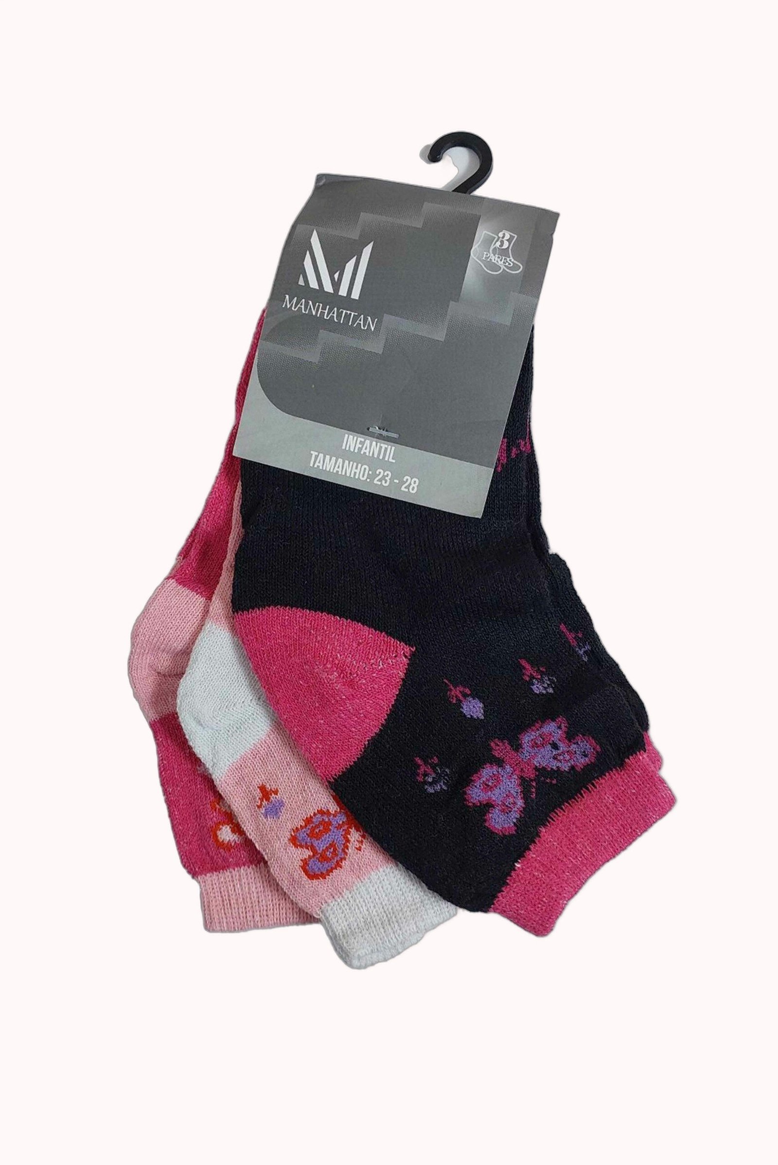 Kit com 3 Meias Infantil Feminina – Doce Malícia