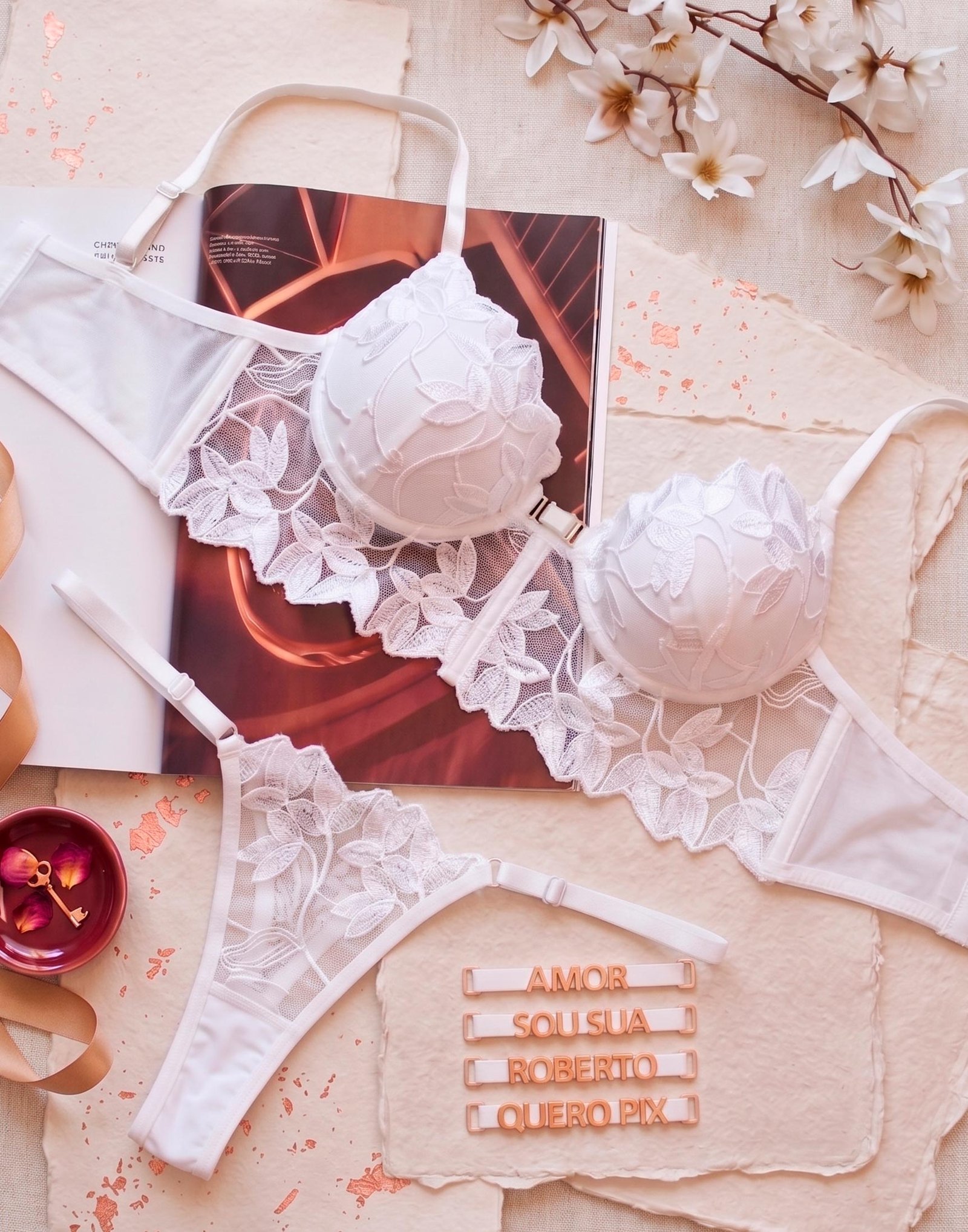 Conjunto Personalizável em Tule Bordado – Wendy – Branco – Doce Malícia - Imagem 5